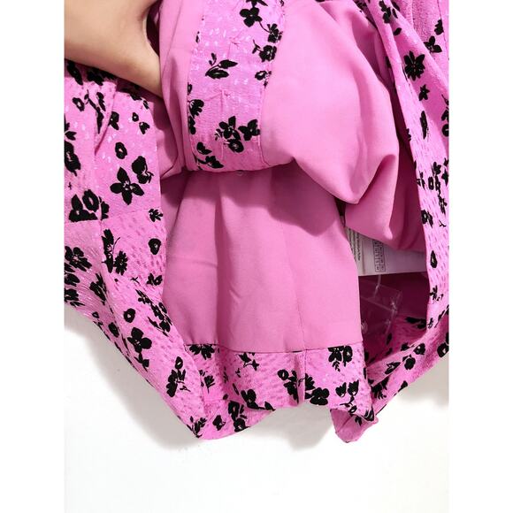 ROTATE NWT Fine Jacquard Floral Ruched Mini Dress in Pink Size 6 - Picture 13 of 16